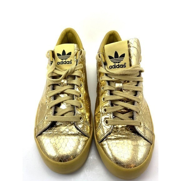 Adidas JS Rod Laver Jeremy Scott Gold Sneakers D65861 Men's 7.5 Snakeskin Shoes - Picture 11 of 16